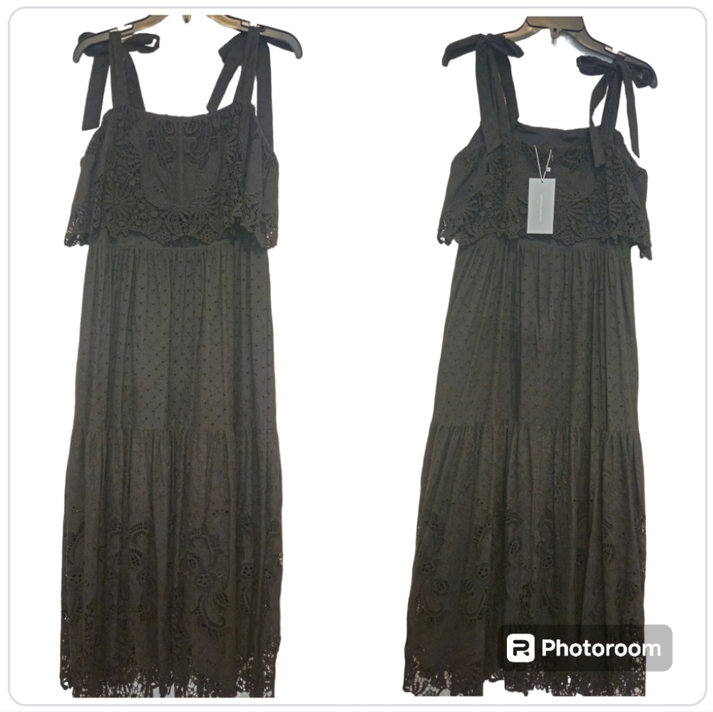 Antonio Melani Black eyelet Dress Midi NWT sz 8 - Picture 5 of 15